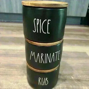 Rae Dunn stackable Spice Marinate Rub Containers